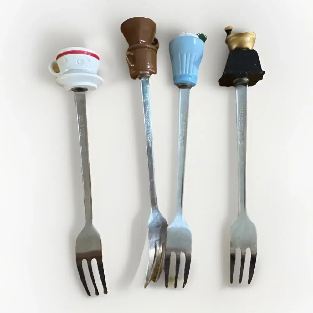 Coffee Themed Appetizer Forks Set Of 4 Cup Pour Over Grinder Latte